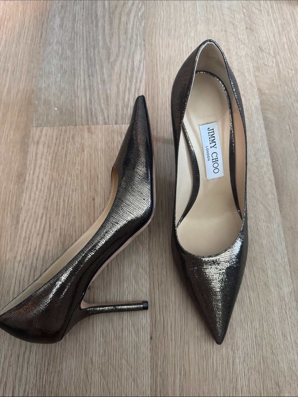 Jimmy Choo Metallic Bronze Pointed Pumps